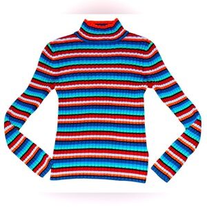 Tommy hilfinger Striped rainbow Turtleneck Sweater medium vintage